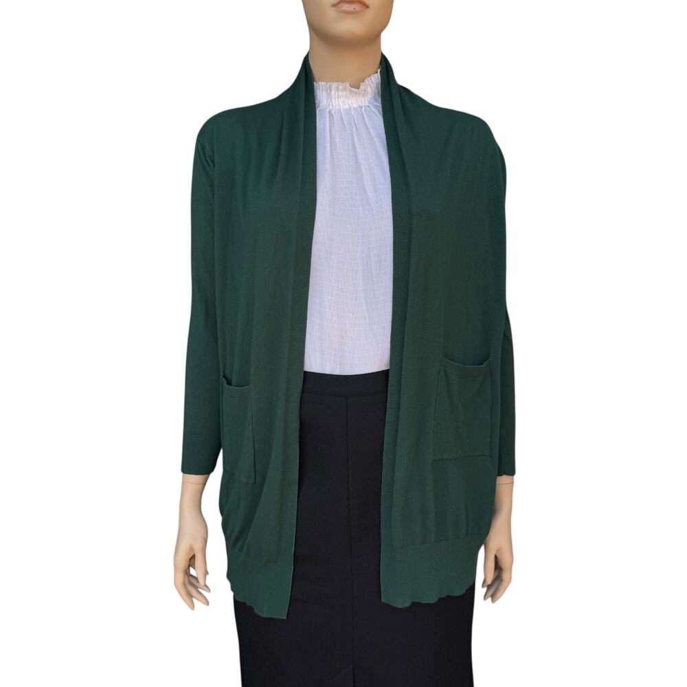 Hawloo Open Front Draped Cardigan Sweater Green Long Sleeve Soft Knit Size XL